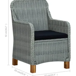 vidaXL - Tuinstoel - Grijs - Poly rattan - 2 stuks