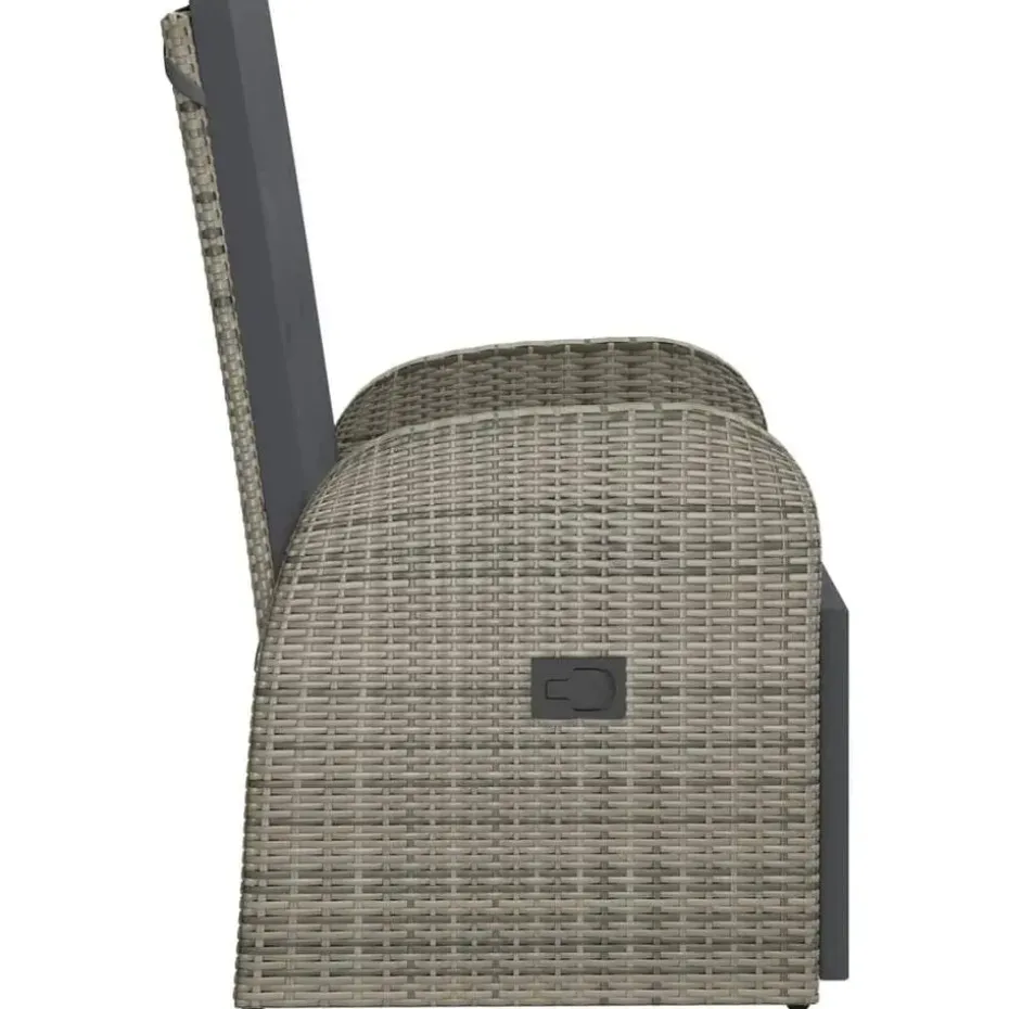 vidaXL - Tuinstoelen - Grijs - Poly rattan - 2 stuks - Verstelbaar - Met kussens