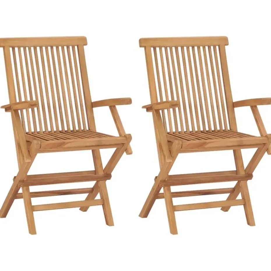 vidaXL - Tuinstoelen - Inklapbaar - Massief teakhout - 2 stuks