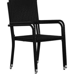 vidaXL - Tuinstoelen - Stapelbaar - Zwart - Poly rattan - 2 stuks