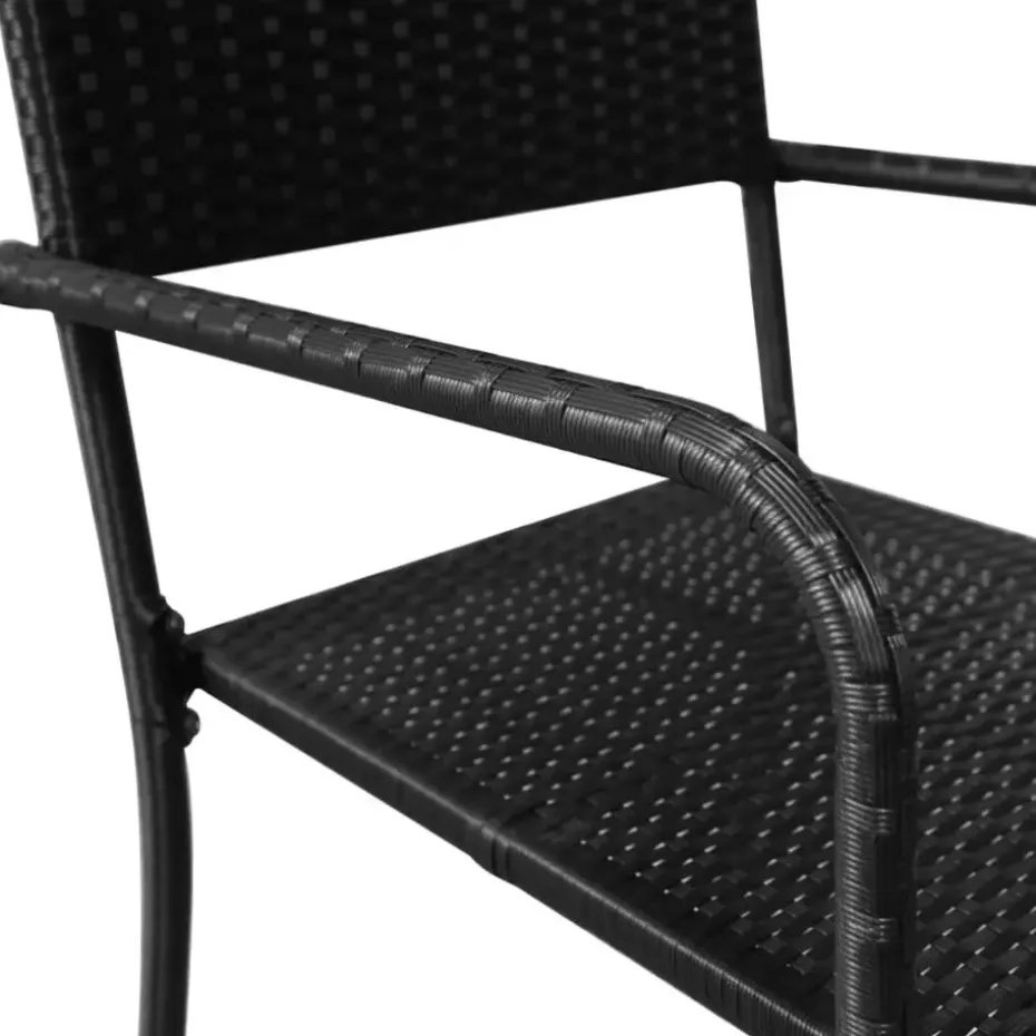 vidaXL - Tuinstoelen - Stapelbaar - Zwart - Poly rattan - 2 stuks