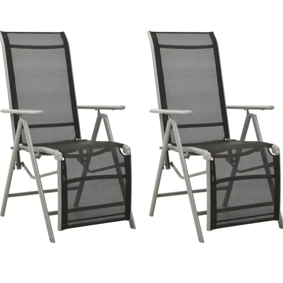 vidaXL - Tuinstoelen - Zilverkleurig - Aluminium - 2 stuks - Verstelbaar