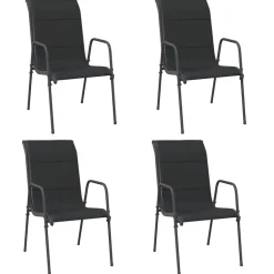 vidaXL - Tuinstoelen - Zwart - Staal en textileen - 4 stuks