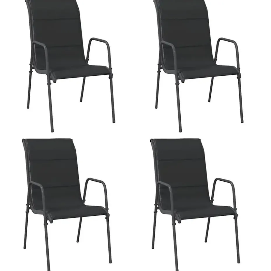 vidaXL - Tuinstoelen - Zwart - Staal en textileen - 4 stuks