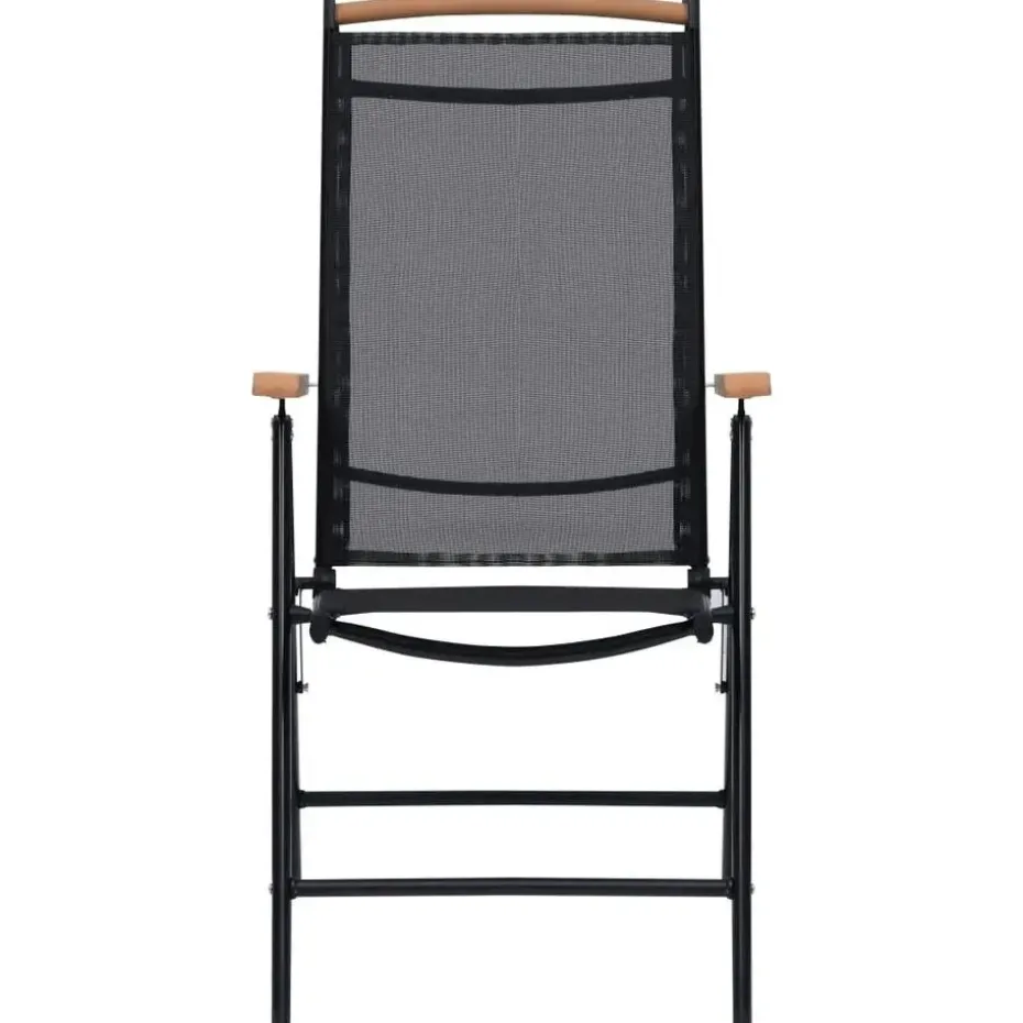 vidaXL - Tuinstoelen - Zwart - Aluminium en textileen - 2 stuks - Inklapbaar