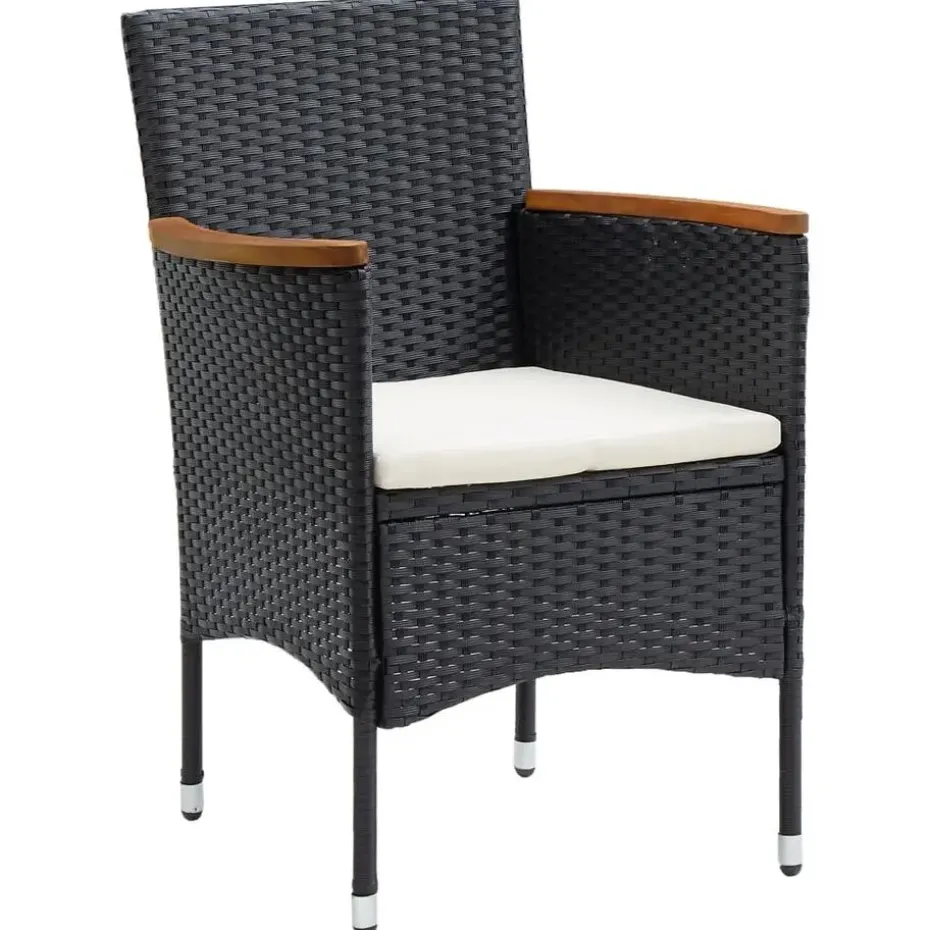 vidaXL - Tuinstoelen - Zwart - Rattan - 4 stuks