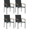 vidaXL - Tuinstoelen - Zwart - Staal - 4 stuks - 55x61,5x90 cm