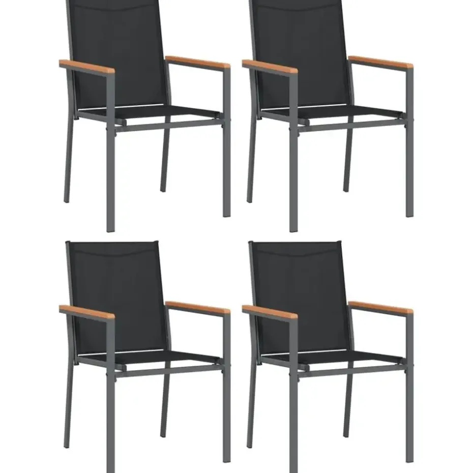 vidaXL - Tuinstoelen - Zwart - Staal - 4 stuks - 55x61,5x90 cm