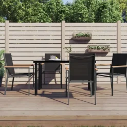 vidaXL - Tuinstoelen - Zwart - Staal - 4 stuks - 55x61,5x90 cm