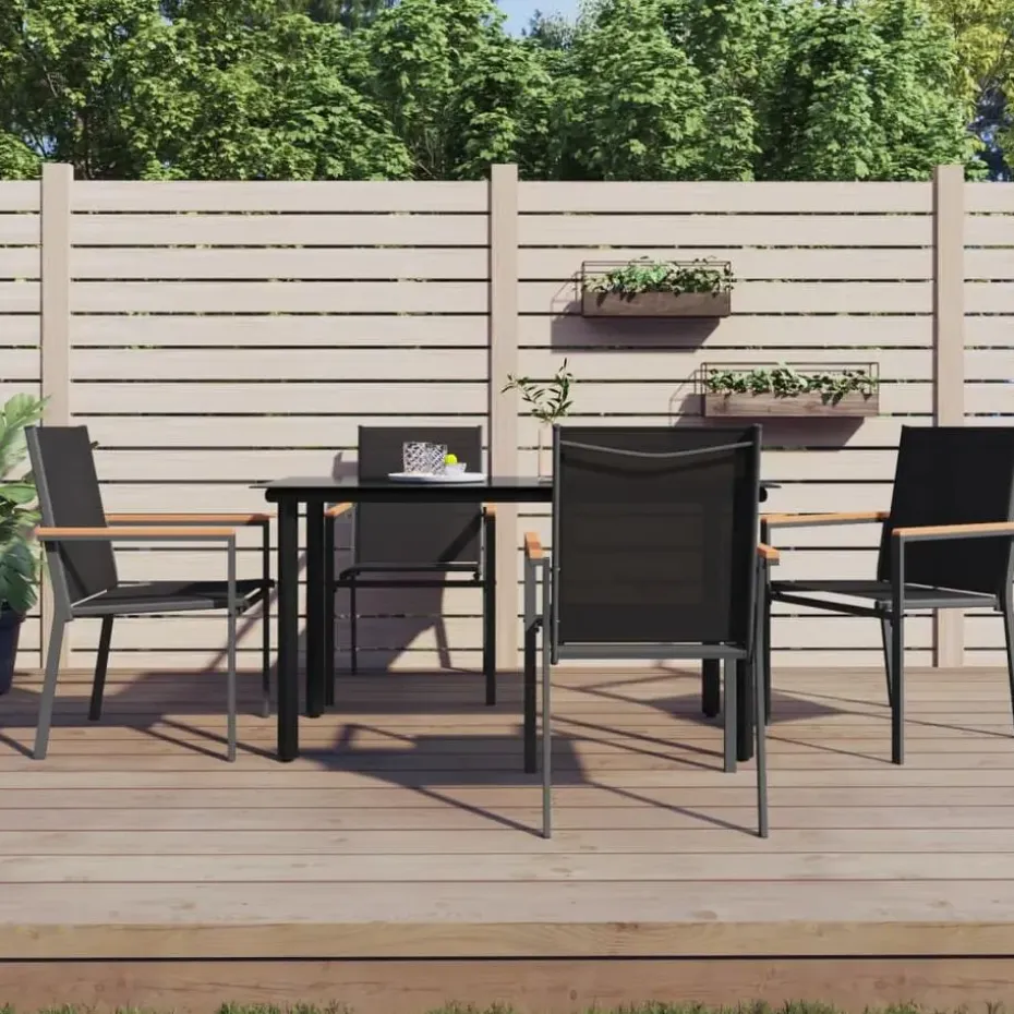 vidaXL - Tuinstoelen - Zwart - Staal - 4 stuks - 55x61,5x90 cm