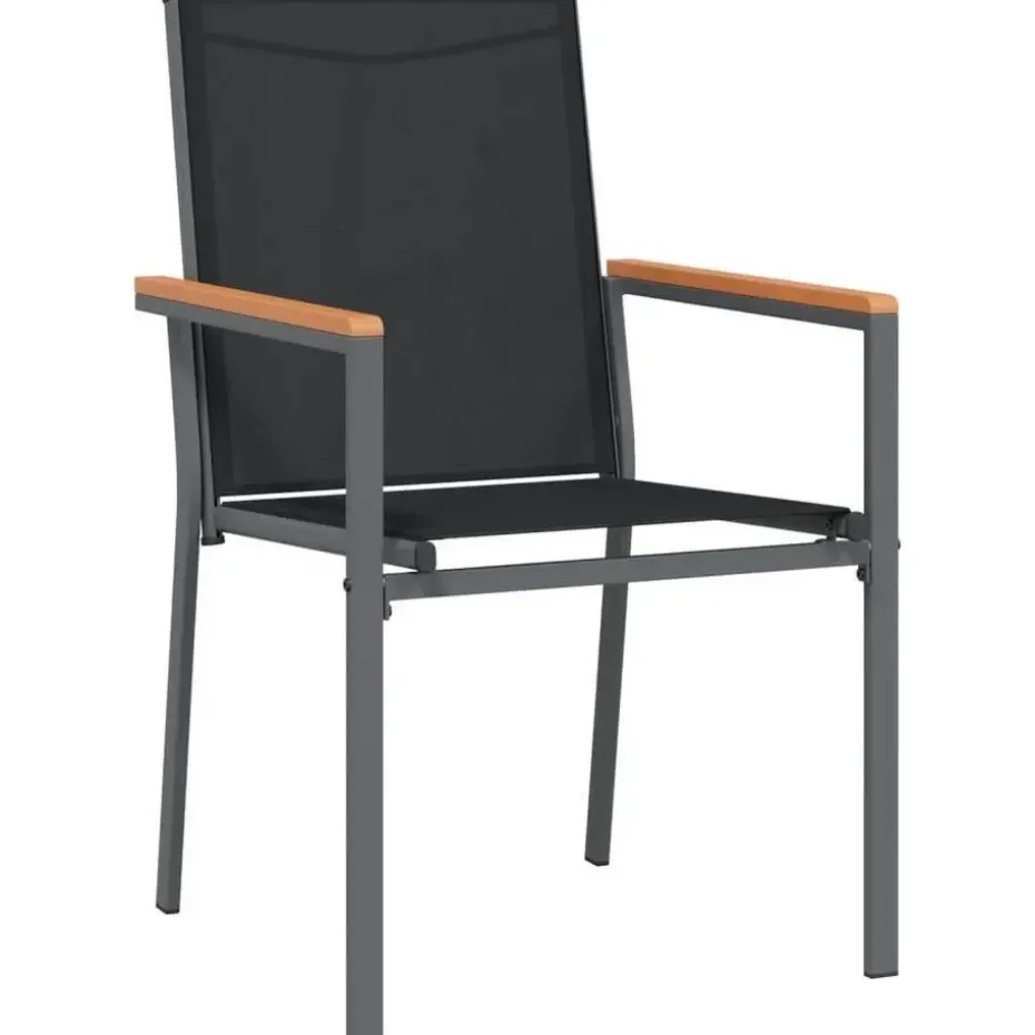 vidaXL - Tuinstoelen - Zwart - Staal - 4 stuks - 55x61,5x90 cm