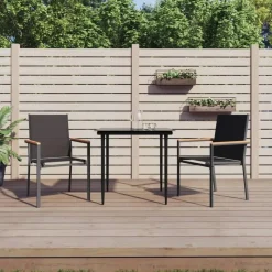 vidaXL - Tuinstoelen - Zwart - Textileen en staal - 2 stuks - 55x61,5x90 cm