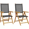 vidaXL - Tuinstoelen - Zwart - Acaciahout - 2 stuks - 57x70x109 cm