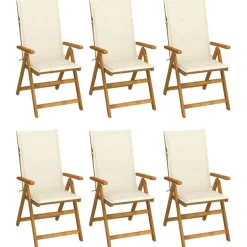 vidaXL - Tuinstoelen inklapbaar met kussens - Massief acaciahout - 6 stuks