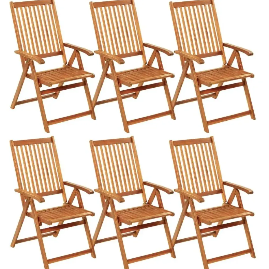 vidaXL - Tuinstoelen inklapbaar met kussens - Massief acaciahout - 6 stuks