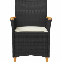 vidaXL - Tuinstoelen met kussens - Zwart - Poly rattan en hout - 2 stuks