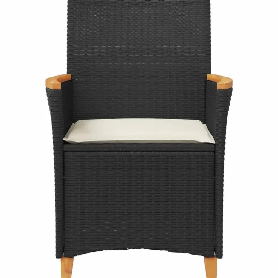 vidaXL - Tuinstoelen met kussens - Zwart - Poly rattan en hout - 2 stuks
