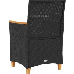 vidaXL - Tuinstoelen met kussens - Zwart - Poly rattan en hout - 2 stuks