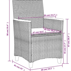 vidaXL - Tuinstoelen met kussens - Zwart - Poly rattan en hout - 2 stuks