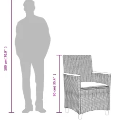 vidaXL - Tuinstoelen met kussens - Zwart - Poly rattan en hout - 2 stuks