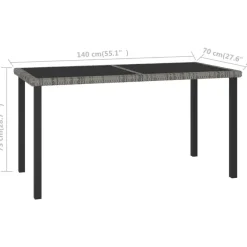 vidaXL - Tuintafel - Grijs - Poly rattan - 140 x 70 x 73 cm