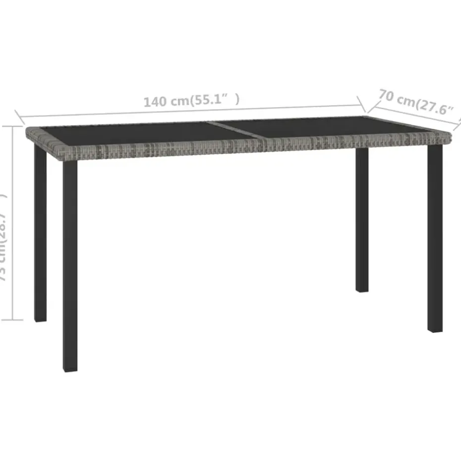 vidaXL - Tuintafel - Grijs - Poly rattan - 140 x 70 x 73 cm