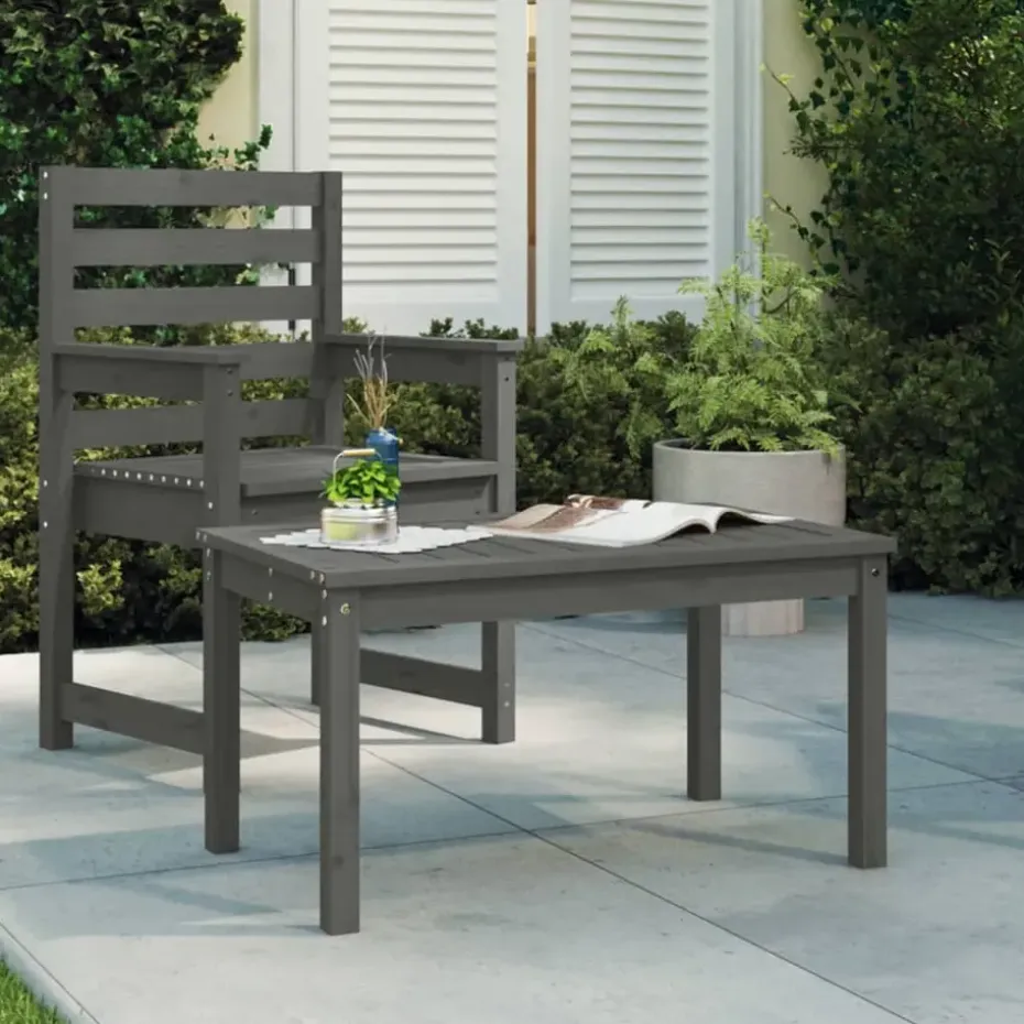 vidaXL - Tuintafel - Grijs - Massief grenenhout - 82.5 x 50.5 x 45 cm