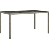 vidaXL - Tuintafel - Grijs - Gehard glas en poly rattan - 150 x 90 x 75 cm
