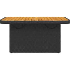 vidaXL - Tuintafel - Zwart - Poly rattan en Hout - 90 x 55 x 71 cm