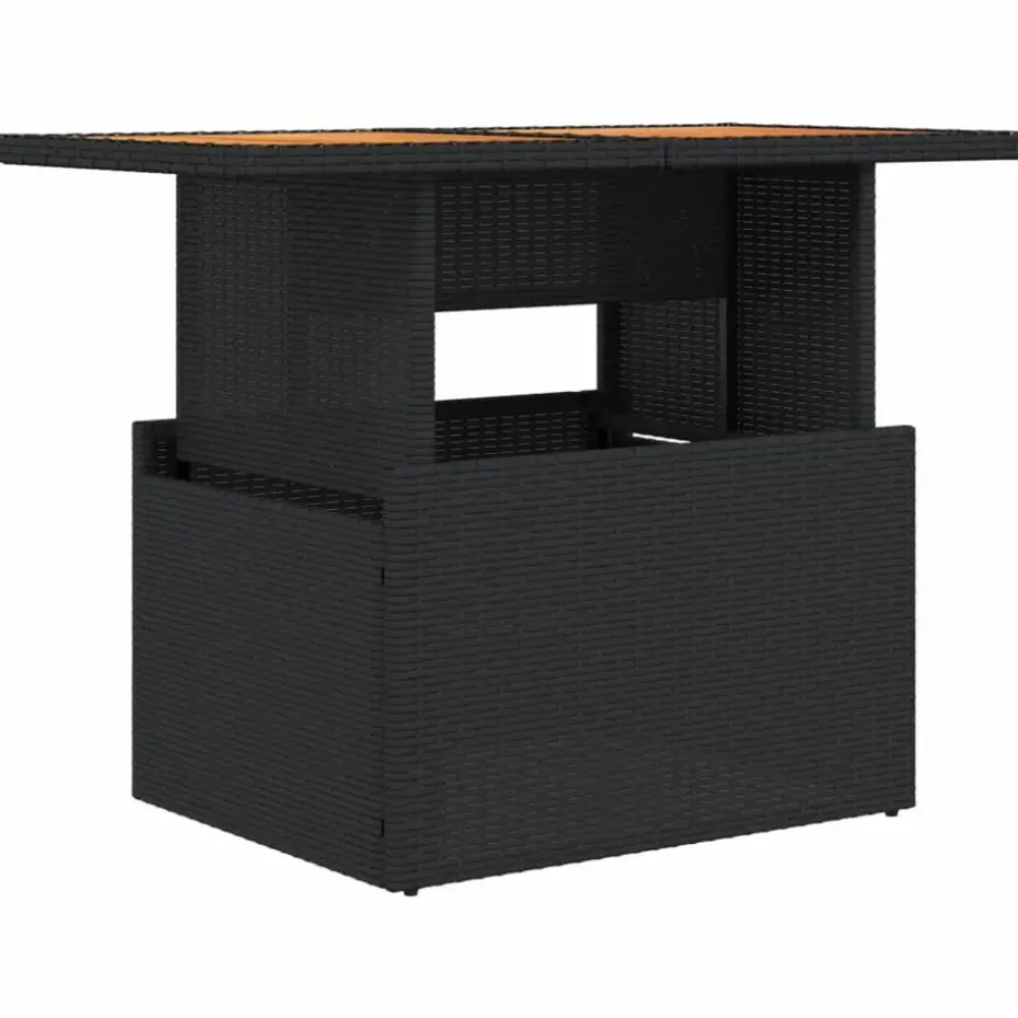 vidaXL - Tuintafel - Zwart - Poly rattan en acaciahout - 100x55x73 cm