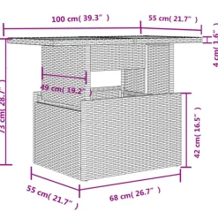 vidaXL - Tuintafel - Zwart - Poly rattan en acaciahout - 100x55x73 cm