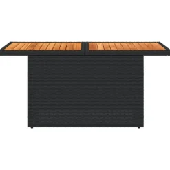 vidaXL - Tuintafel - Zwart - Poly rattan en acaciahout - 100x55x73 cm