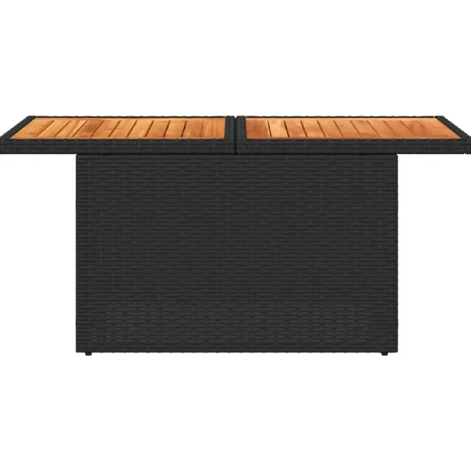 vidaXL - Tuintafel - Zwart - Poly rattan en acaciahout - 100x55x73 cm