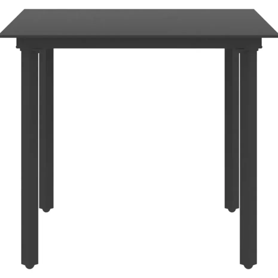 vidaXL - Tuintafel - Zwart - Staal en glas - 80 x 80 x 74 cm