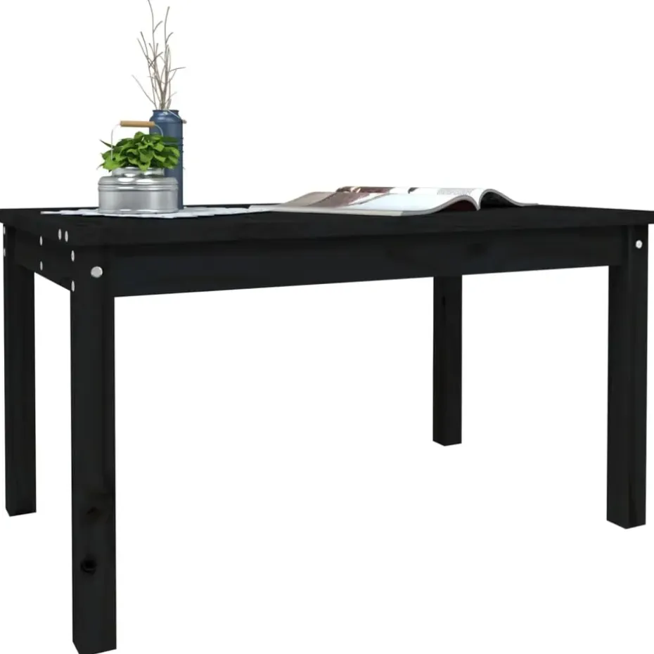 vidaXL - Tuintafel - Zwart - Massief grenenhout - 82.5 x 50.5 x 45 cm