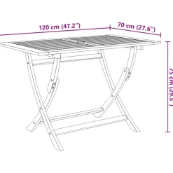 vidaXL - Tuintafel inklapbaar - Bruin -Massief acaciahout - 120 x 70 x 75 cm