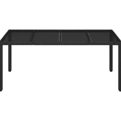 vidaXL - Tuintafel Met Glazen Blad - Zwart - Poly rattan - 190 x 90 x 75 cm