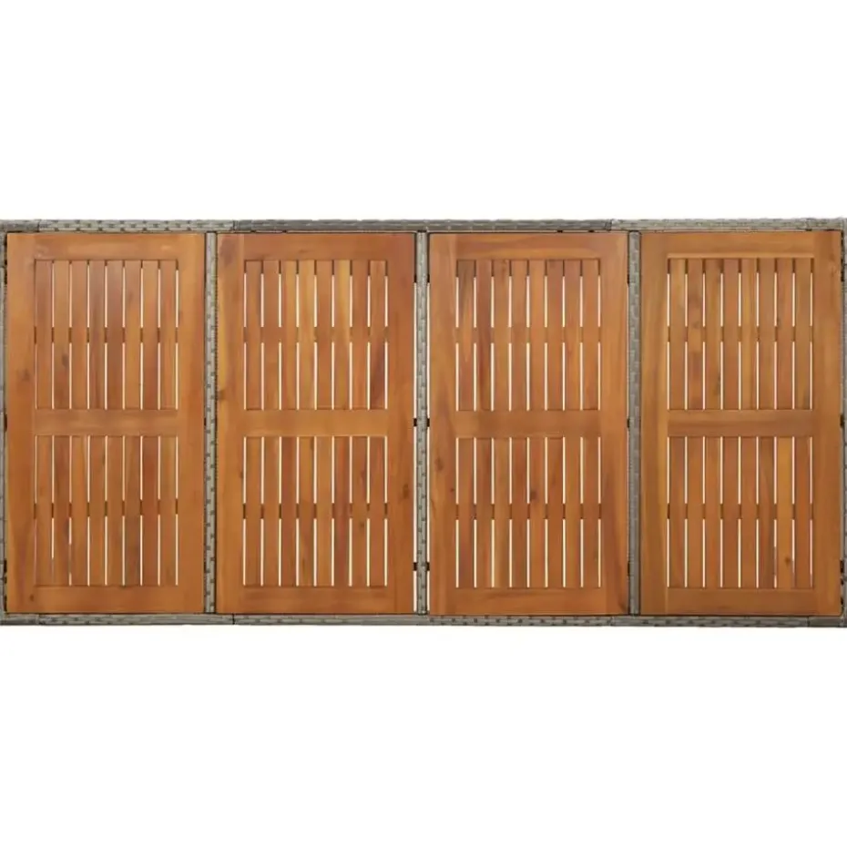 vidaXL - Tuintafel Met Houten Blad - Grijs - Poly rattan - 190 x 90 x 75 cm