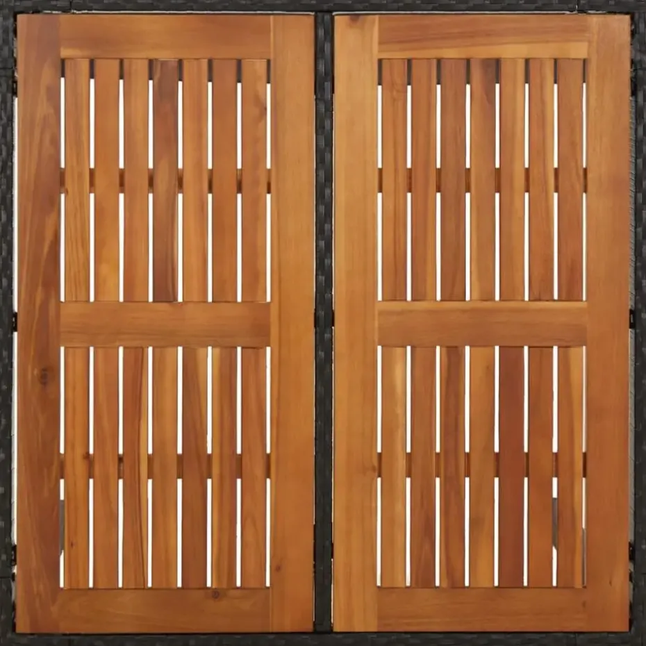 vidaXL - Tuintafel Met Houten Blad - Zwart - Poly rattan - 90 x 90 x 75 cm