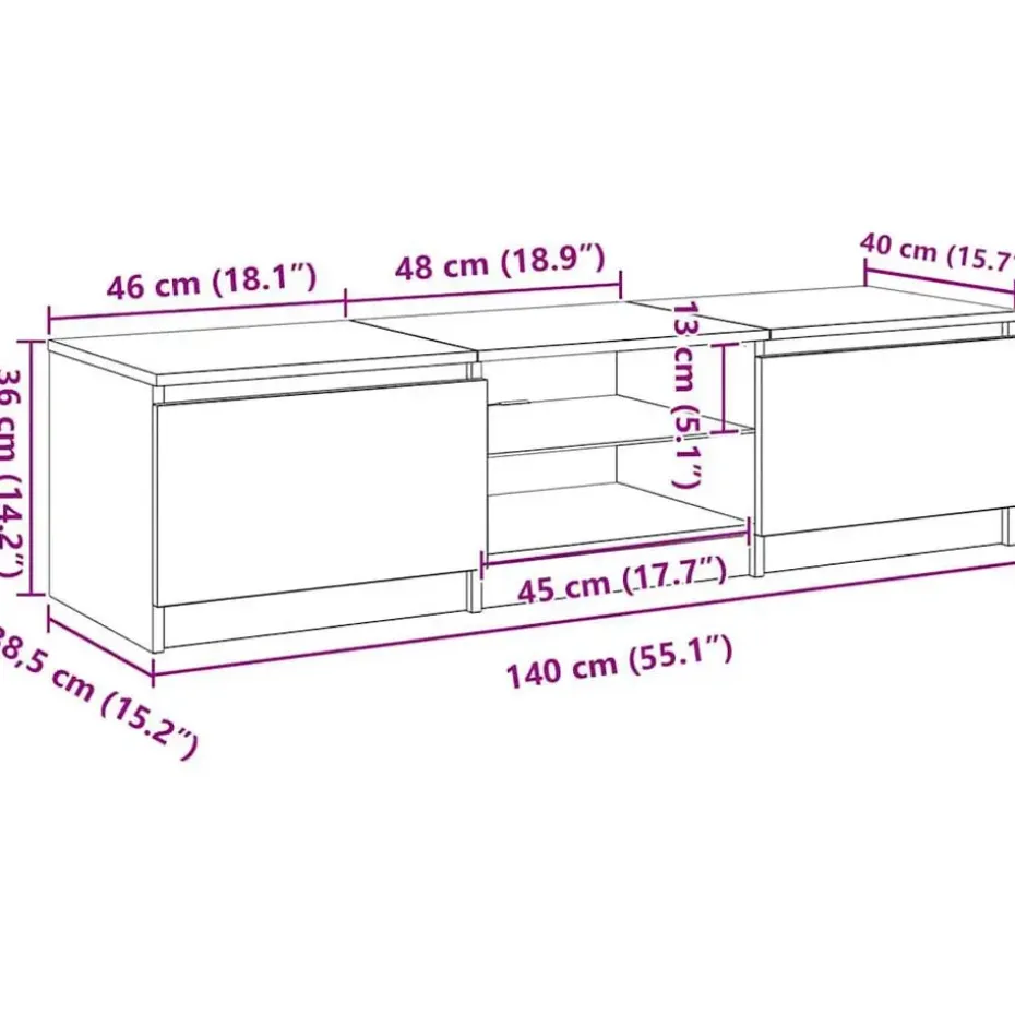 vidaXL - Tv-kast - Bruin - Bewerkt hout - 140 x 40 x 36 cm