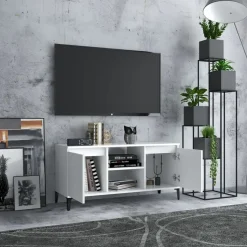 vidaXL - Tv-kast - Wit - Bewerkt hout