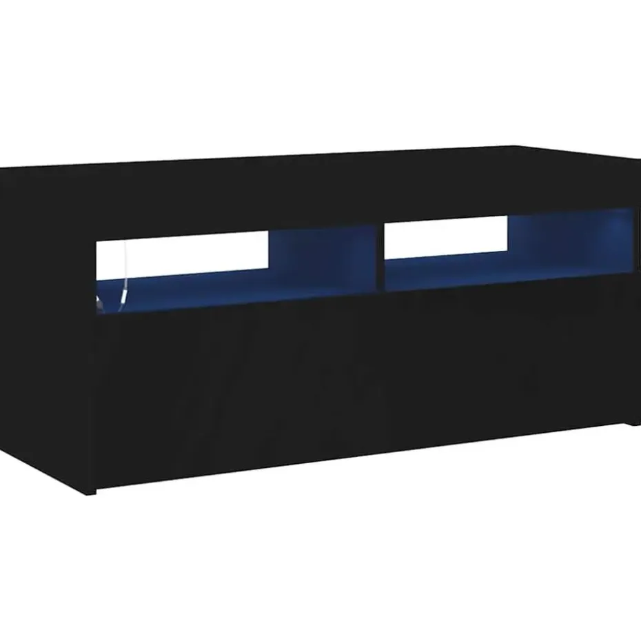 vidaXL - Tv-kast - Zwart - Bewerkt hout