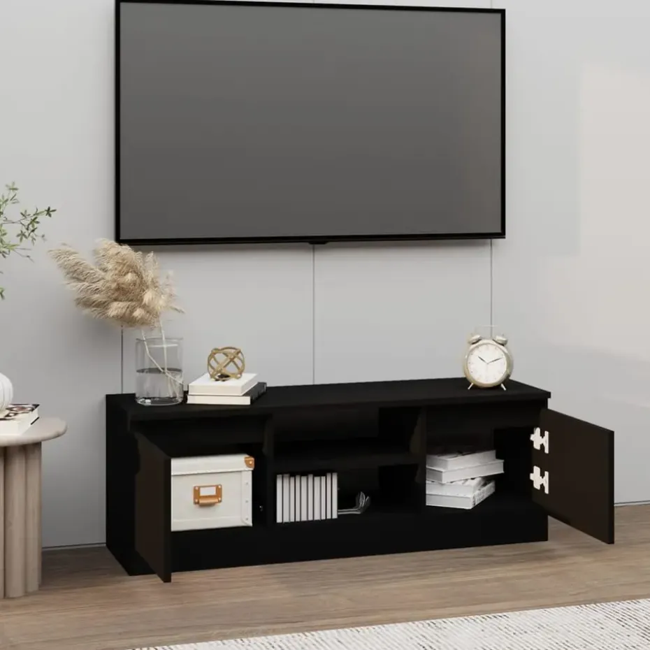 vidaXL - Tv-kast - Zwart - Bewerkt hout