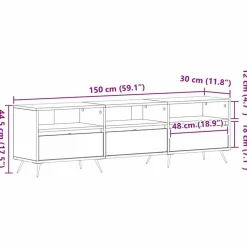 vidaXL - TV-meubel 3 vakken 3 deuren - Artisanaal eiken - Hout - 150x30x44.5 cm