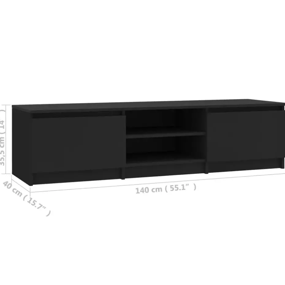 vidaXL - Tv-meubel - Zwart - Bewerkt hout