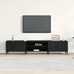 vidaXL - TV-meubel met 4 deuren - Zwart eiken - Hout - 180x31.5x40 cm