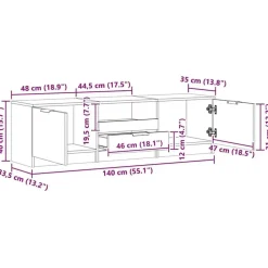vidaXL - TV-meubel met 1 lade en 2 deuren - Artisanaal eiken - 140x35x40 cm