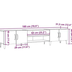vidaXL - TV-meubel met 2 vakken 4 deuren - Oud hout - 180x31.5x40 cm