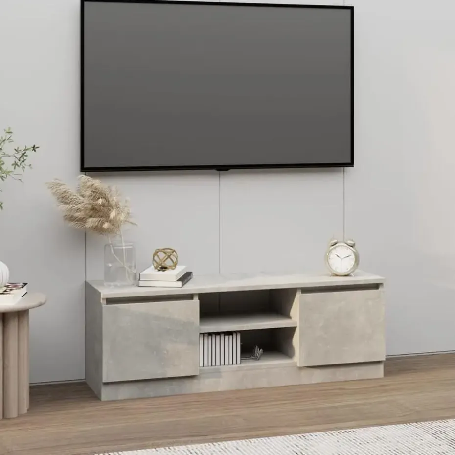 vidaXL - Tv-meubel met deur - Grijs - Bewerkt hout - 102 x 30 x 36 cm