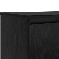 vidaXL - TV-meubel met glas legplank en 2 deuren - Zwart eiken - 140x40x35.5 cm